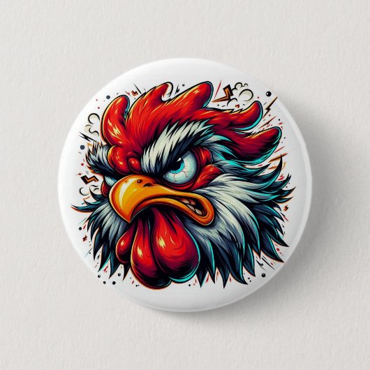 "Zippy the Vivid Rooster" Button 缶バッジ (正面)