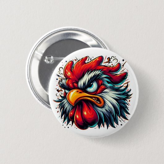 "Zippy the Vivid Rooster" Button 缶バッジ (正面&裏面)