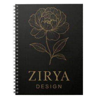 Zirya Designによるエレガントなゴールデンフラワーノート ノートブック
