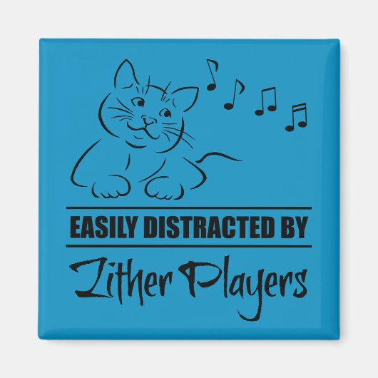 Zitherプレイヤーに気を取られやすい不思議な猫 マグネット (正面)