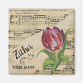 Zither Tulipヴィンテージシートミュージックカスタマイズ マグネット (正面)