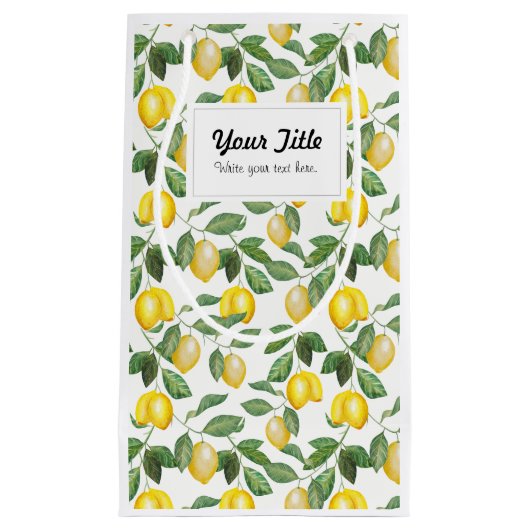 Zitronen, Illustration. Personalisierbar. スモールペーパーバッグ (正面)