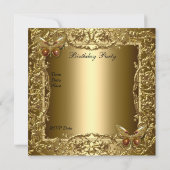 Zizzago 30エレガントthバースデーバタフライ金ゴールド 招待状 (裏面)