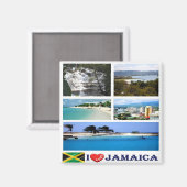 zJM003 JAMAICA I Love, Mosaic, America,冷蔵庫 マグネット (正面/裏面)