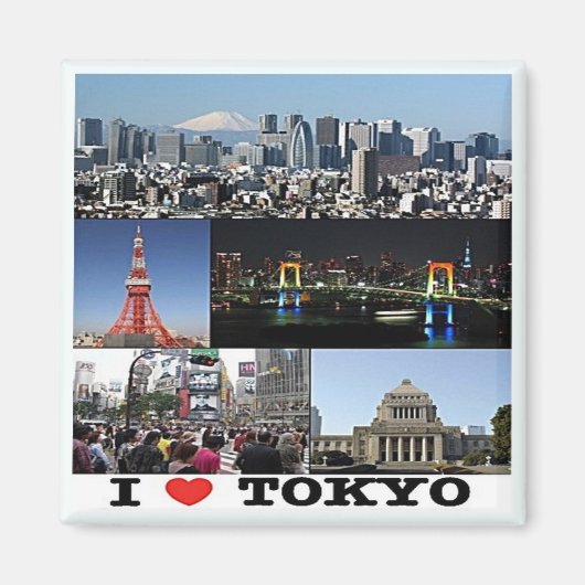 zJP003 i love TOKYO,日本,アジア,冷蔵庫 マグネット (正面)