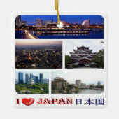 zJP007 i love JAPAN，アジア， セラミックオーナメント (正面)