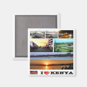 zKE010 KENYA I Love, Mosaic, Africa,冷蔵庫 マグネット (正面/裏面)