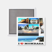 zKE014 MOMBASA I Love, Mosaic, Kenya,冷蔵庫 マグネット (正面/裏面)