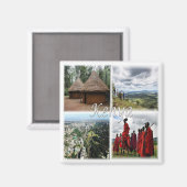 zKE031 KENYA，モザイク，アフリカ，冷蔵庫 マグネット (正面/裏面)