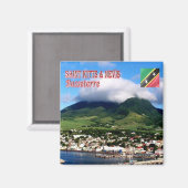 zKN004 SAINT KITTS NEVIS, Bassetre,冷蔵庫 マグネット (正面/裏面)