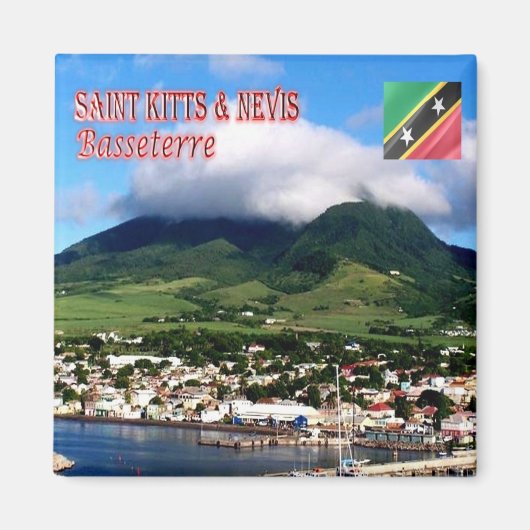 zKN004 SAINT KITTS NEVIS, Bassetre,冷蔵庫 マグネット (正面)