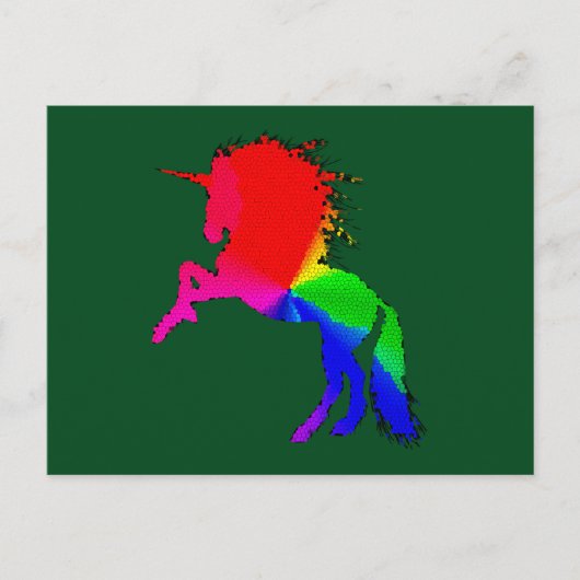 ZKOA誇りを持ったステインガカラフルラスデザインのユニコーン ポストカード (正面)