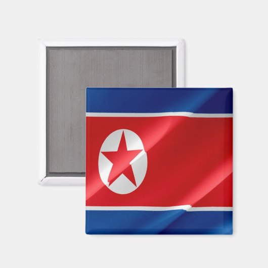 zKP002北朝鮮なびく国旗の北朝鮮冷蔵庫 マグネット (正面/裏面)