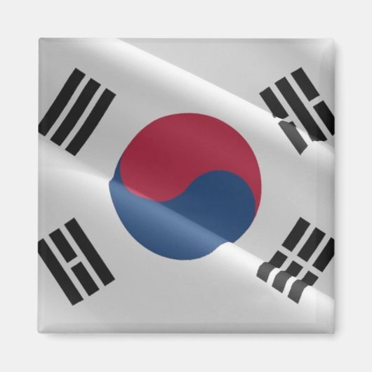 zKR002韓国なびく国旗韓国冷蔵庫 マグネット (正面)