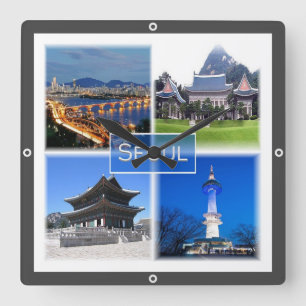 zKR003 SEOUL, South Korea ROK,アジア, スクエア壁時計