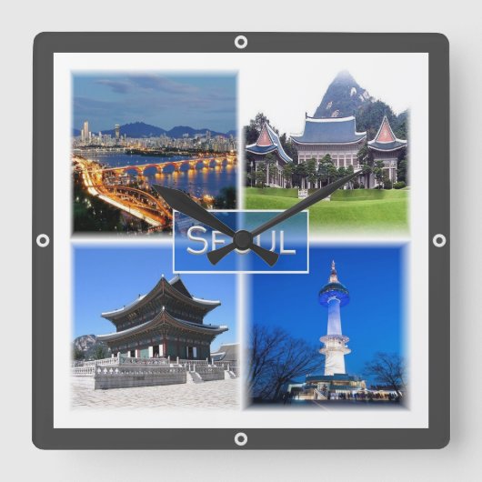 zKR003 SEOUL, South Korea ROK,アジア, スクエア壁時計 (正面)