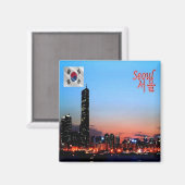 zKR005 SEOUL by night，韓国，アジア，冷蔵庫 マグネット (正面/裏面)