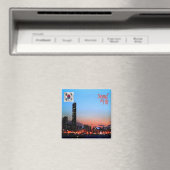 zKR005 SEOUL by night，韓国，アジア，冷蔵庫 マグネット (インサイチュ (食洗機))