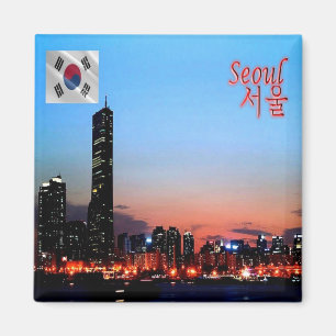 zKR005 SEOUL by night，韓国，アジア，冷蔵庫 マグネット