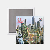 zKR006 SEOUL panorama，韓国，冷蔵庫 マグネット (正面/裏面)