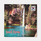 zKR009 Waterfall JEJU ISLAND, South Korea, Fridge マグネット (正面)