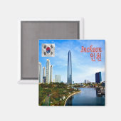 zKR010 INCHEON，韓国，アジア，冷蔵庫 マグネット (正面/裏面)