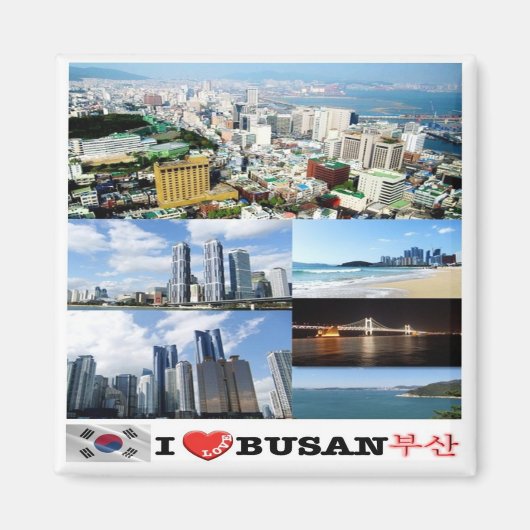 zKR012 i love BUSAN, South Korea, Asia, Fridge マグネット (正面)