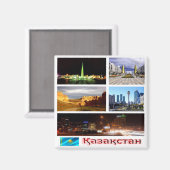 zKZ007カザフスタンモザイク，アジア，冷蔵庫 マグネット (正面/裏面)