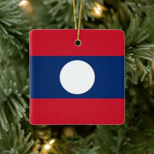 zLA001国旗LAOS, セラミックオーナメント (ツリー)