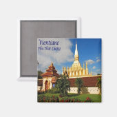 zLA005 PHA THAT LUANG Vientiane, Laos Asia,冷蔵庫 マグネット (正面/裏面)