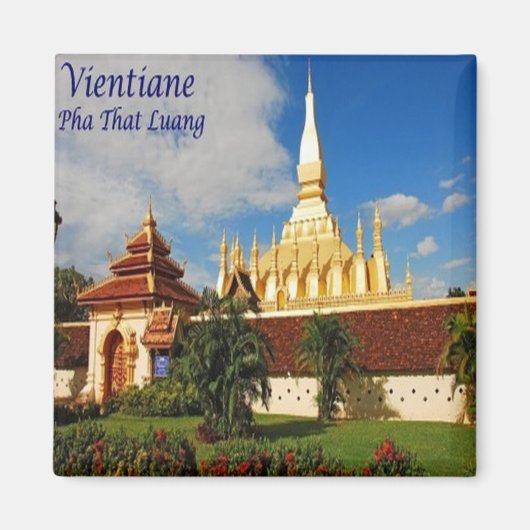 zLA005 PHA THAT LUANG Vientiane, Laos Asia,冷蔵庫 マグネット (正面)