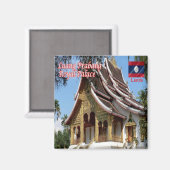 zLA007仏教寺院、Luang Prabang Laos、冷蔵庫 マグネット (正面/裏面)