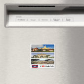 zLA011 i love LAOSコラージュ、アジア、冷蔵庫 マグネット (インサイチュ (食洗機))