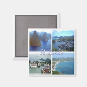 zLC003 SAINT LUCIA，モザイク，アメリカ，冷蔵庫 マグネット (正面/裏面)