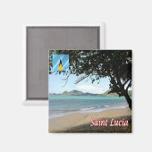 zLC006 SAINT LUCIA, Vigieビーチ，アメリカ，冷蔵庫 マグネット (正面/裏面)