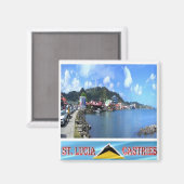 zLC008 CASTRIES, Harbor, Saint Lucia,冷蔵庫 マグネット (正面/裏面)