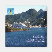 zLC010 CASTRIES, Panorama, Saint Lucia,冷蔵庫 マグネット (正面)