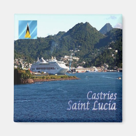 zLC010 CASTRIES, Panorama, Saint Lucia,冷蔵庫 マグネット (正面)