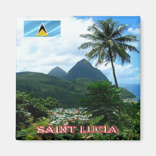 zLC012 SAINT LUCIA，パノラマ，アメリカ，冷蔵庫 マグネット (正面)