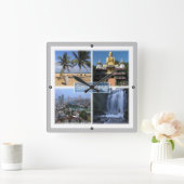 zLK004 SRI LANKAモザイク,アジア, スクエア壁時計 (ホーム)