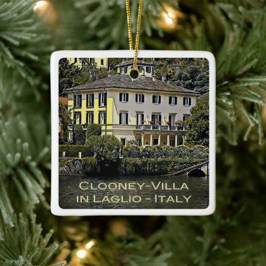 zLMD116 CLOONEY-VILLA Laglio Lake Como, セラミックオーナメント (ツリー)