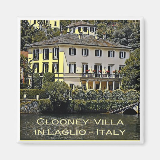zLMD116 CLOONEY-VILLA Laglio Lake Como,冷蔵庫 マグネット (正面)