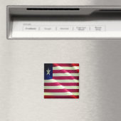 zLR002 LIBERIA、なびく国旗、アフリカ、冷蔵庫 マグネット (インサイチュ (食洗機))