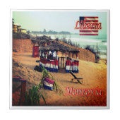 zLR003 MONROVIA,ビーチ，リベリア，アフリカ， タイル (正面)