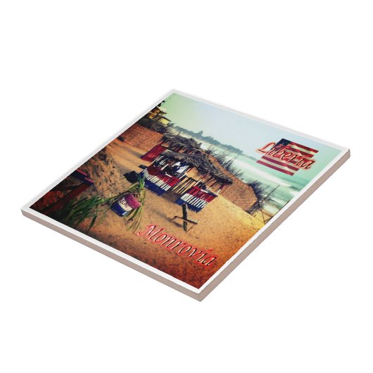 zLR003 MONROVIA,ビーチ，リベリア，アフリカ， タイル (側面)