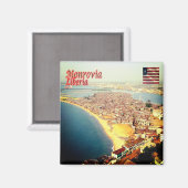 zLR004 MONROVIA、パノラマ、リベリア、アフリカ、冷蔵庫 マグネット (正面/裏面)