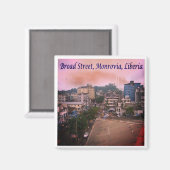 zLR007 MONROVIA、ブロード通り、リベリア、冷蔵庫 マグネット (正面/裏面)