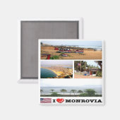 zLR008 MONROVIA I Love，モザイク，リベリア，冷蔵庫 マグネット (正面/裏面)