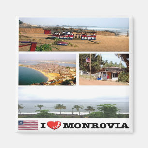 zLR008 MONROVIA I Love,モザイク,リベリア,冷蔵庫 マグネット