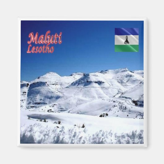 zLS007 MALUTI，雪，レソト，アフリカ，冷蔵庫 マグネット (正面)